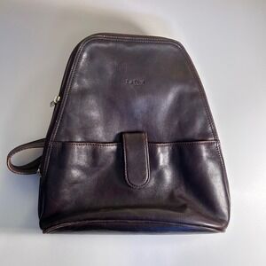 La Diva Dark Brown Leather Vintage Y2K Backpack‎ Bag Italian Design